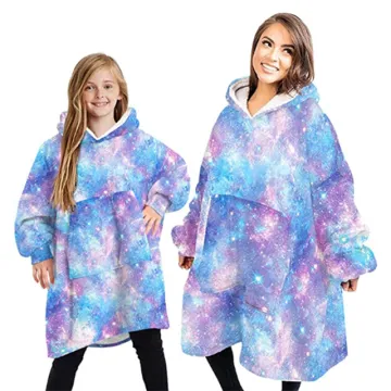 Microfiber Plush flannel Fleece Sherpa Blanket With Sleeves Super Soft Outdoor Pocket Hoodie Kids Winter Hooded TV Blankets