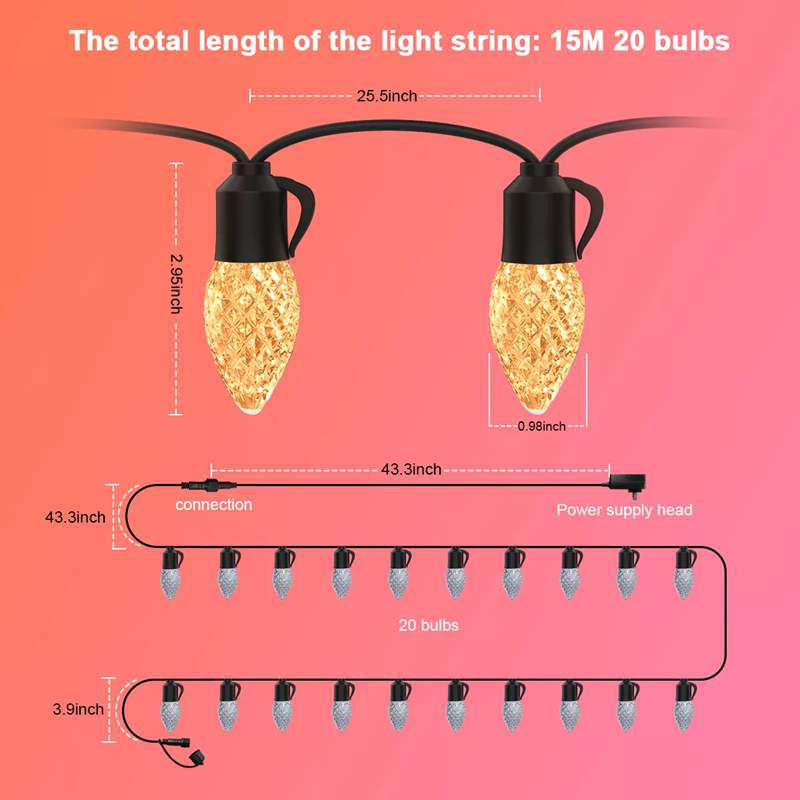 C35 Led String 15m 20 Bulbs