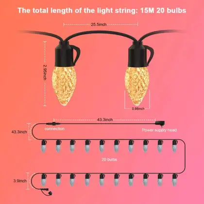 65ft C35 String Bulbs LED String Light