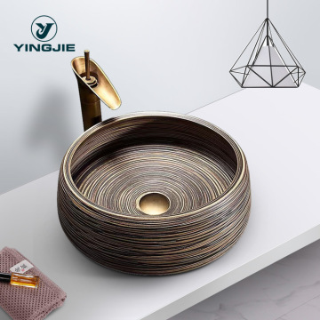 Handmade Jingdezhen Vintage Ceramic Sink Basin Bowl for Counter Top
