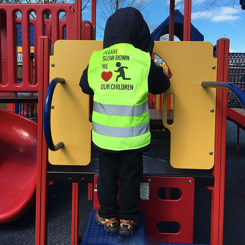 En / 1150 polyester réfléchissant le gilet de sécurité des enfants jaunes à vélo