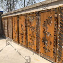 Decorative laser cut corten steel room divider