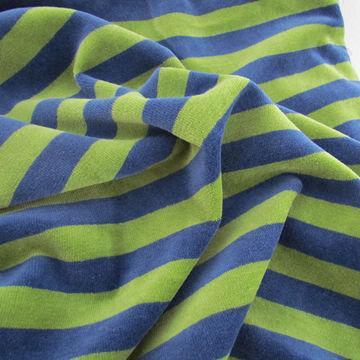 Striped velvet fabric, made of 76% combed cotton and 24% polyester