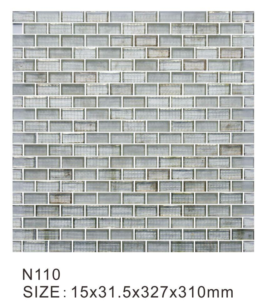 Off-white hazy simple glass mosaic tiles