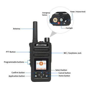 ECOME ET-A33 4G LTE POC POC COMUNICACIÓN COMUNICACIÓN SIM Tarjeta Sim Android Walkie Talkie 100km de largo alcance