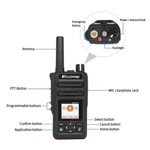 ECOME ET-A33 4G LTE PoC Handheld Communication Radio Sim Card Android Walkie Talkie 100KM Long Range