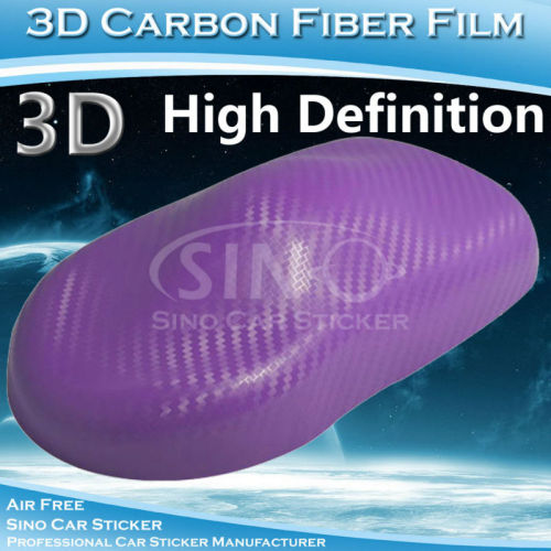 Độ nét cao tím sợi Carbon 3D PVC phim xe Vinyl