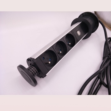 French-Style Pop-Up Desktop Socket with USB Charger: Your All-in-One Power Solution