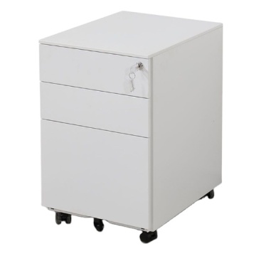 Modern Steel Office Furniture: Mobile Pedestal File Cabinet with 3 Drawers and Key Lock for Educational Institutions and Healthcare Facilities