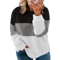 Patchwork Contrast Crew Neck Casual Sweatshirt