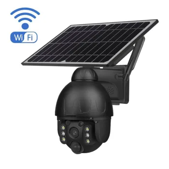 Wireless Solar-Powered PTZ Camera with PIR Motion Detection and Night Vision for Outdoor Security