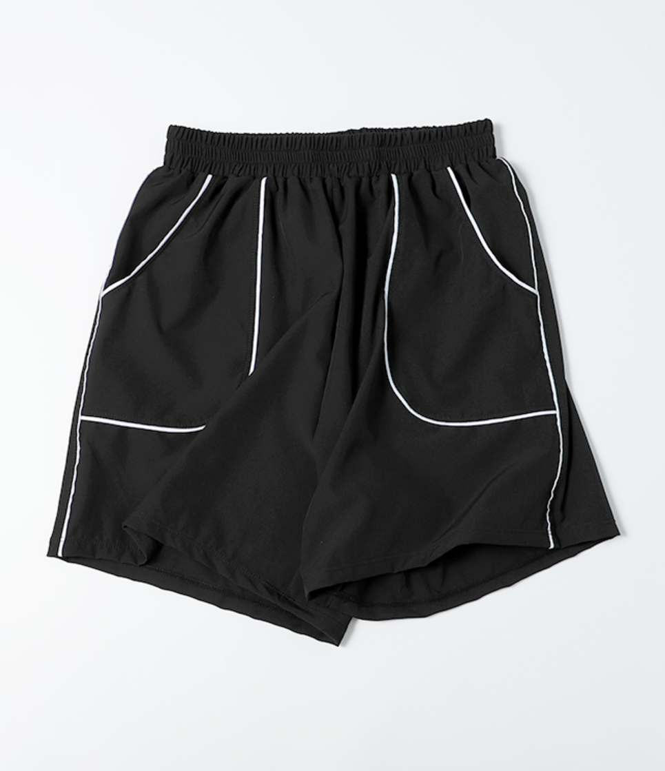 Woven Fabric Sports Shorts With Zipper