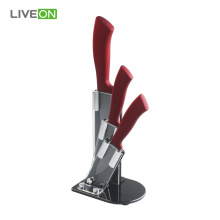 3pcs Black Ceramic Knife Set With Acrylic Stand