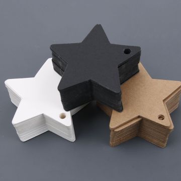 50Pcs Star Kraft Paper Label Wedding Christmas Halloween Party Favor Price Gift Card Luggage Tags White Black Brown 3Colors