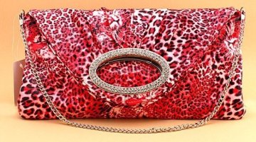 red leopard ladies' evening handbag