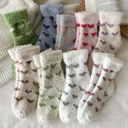 Winter Fluffy Coral Fleece Indoor Warm Sleep Socks for Girls
