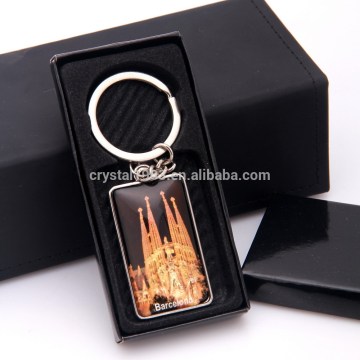 Hot sale custom design city crystal glass keychain wholesale
