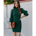Women Turtleneck Long Sleeve Sweater Dress