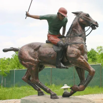 Outdoor garden deco life size man riding horse statue bronze sculpture