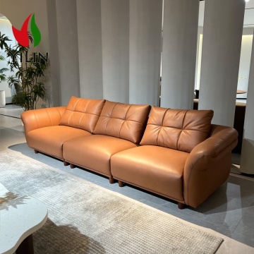 Genuine Leather Living Room Sofa Set - 3-Seat Sectional Couch