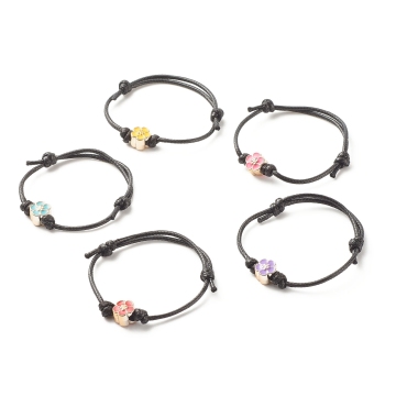 Pandahall: Mixed Color Plum Blossom Acrylic Enamel Beaded Cord Bracelet