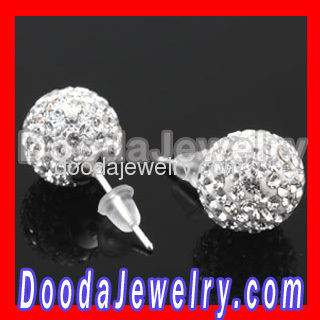 10mm Sterling Silver Tresor Paris Crystal Ball Stud Earrings 