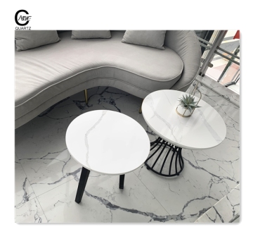 Custom Cut-to-Size Quartz Top Coffee Table - White Color