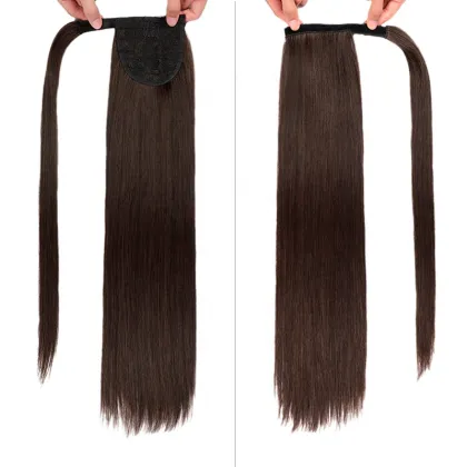Clip in Ponytail Extension Wrap Around Long Straight Pony Tail Hair Synthetic Hairpiece
