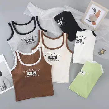 Contrast Color Letters Beauty Back Halter Camisole for Women