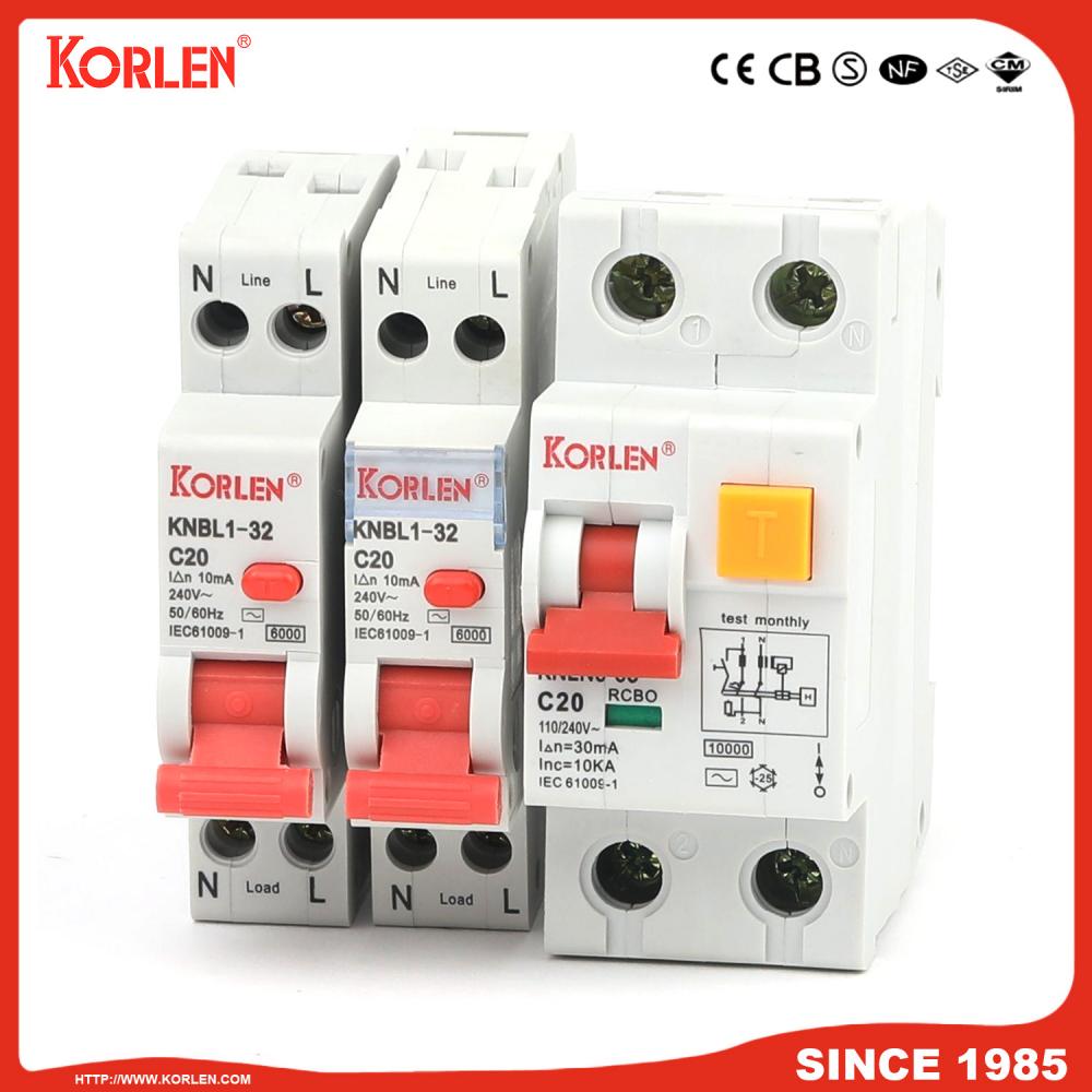 EARTH LEAKAGE CIRCUIT BREAKER KNBL1-32 32A 10mA SIRIM