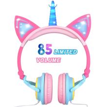 Over Ear Wired Kids Unicorn Headphone with LED