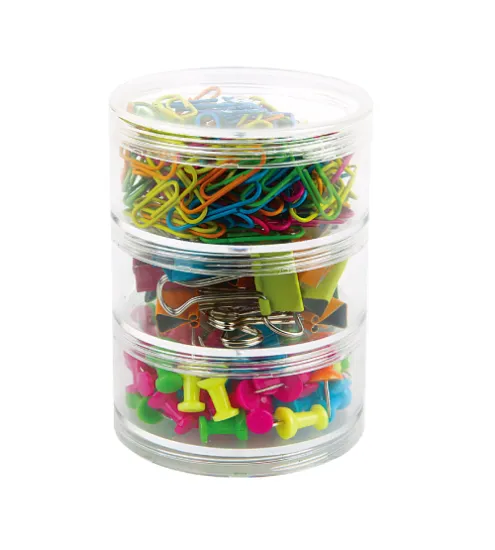 Clip kit with binder clips and push pins