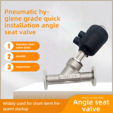 Supapă pneumatică sanitară cu scaun unghiular cu eliberare rapidă