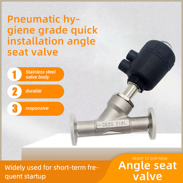 Пневматический санитарный быстросъемный угловой седельный клапан