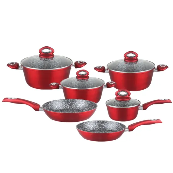 10pcs Aluminum Non-Stick Cookware Set with Granite Coating - Induction Ready