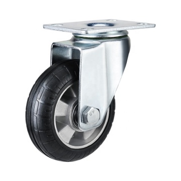 Medium Duty 4 Inch Warehouse Trolley with Universal Brake Wheels, Elastic Aluminum Core Rubber Casters - Mute Industrial Caster