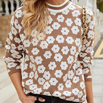 Suéter de estampado floral de punto para mujeres