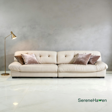 Oversized Tufted Leather Sofa for Open Concept Space