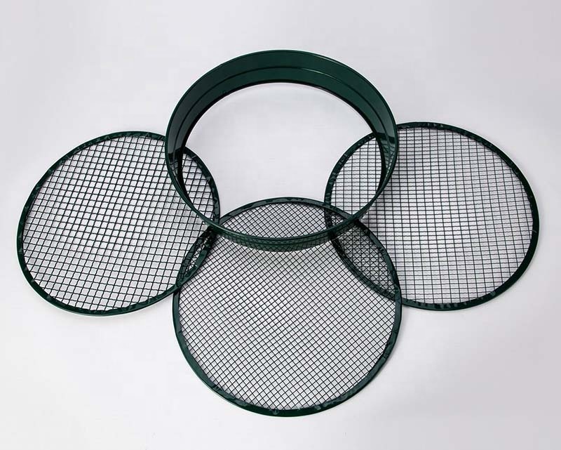 Green galvanized metal sieve with interchangeable mesh