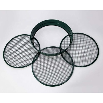 Green galvanized metal sieve with interchangeable mesh