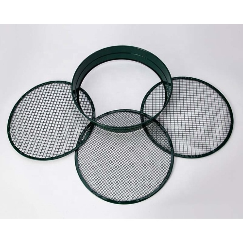 Green galvanized metal sieve with interchangeable mesh