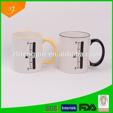 ceramic color change mug with colored handle,11oz magic mug
