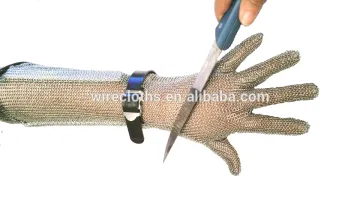Long sleeve steel mesh glove for butcher