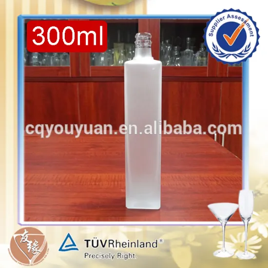 Brandy new customized fancy rectangle frosted flint glass 300 ml. bottle for cooking oil