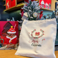 Bolsa de algodón de patrón de Navidad con logotipo personalizado