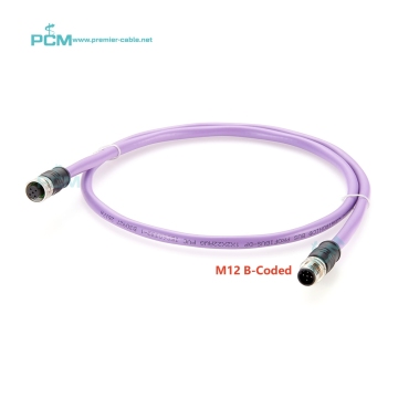 Profibus Programming Cable with M12 B-Coded Connector: RS485, DP Bus Communication & Double-Ended Industrial Fieldbus Coupler