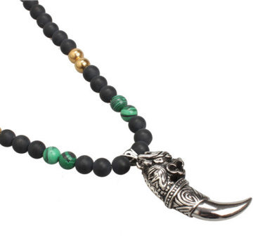 Mode Dragon Head Serigala Tooth Pendant Necklace Jewelry