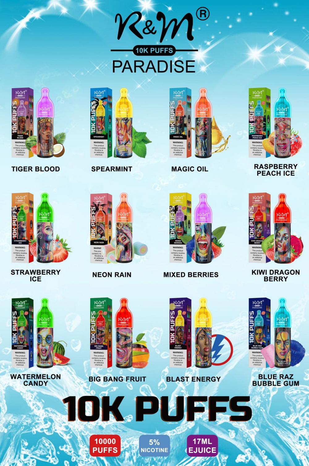 paradise vape disposable Original R&m 10000 Puffs E-cigarette Pod, High Quality Original R&m Paradise 10000 Puffs Disposable E-cigarette Pod on disposable vape 12000 puffs What Are The Best Choose Flavor:Double Grape Ice