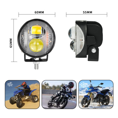 LiuHJG Motorcycle Led Fog Light 12-80V Round 2 Lens Spotlight Refit High Brightness Four Colors with Flash Driving Lights