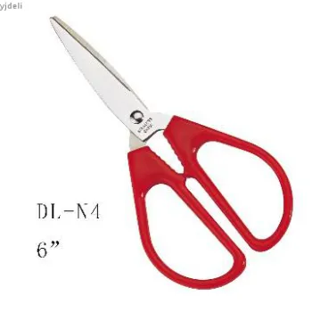 6 inch Red Plastic Handle titanium color household scissors
